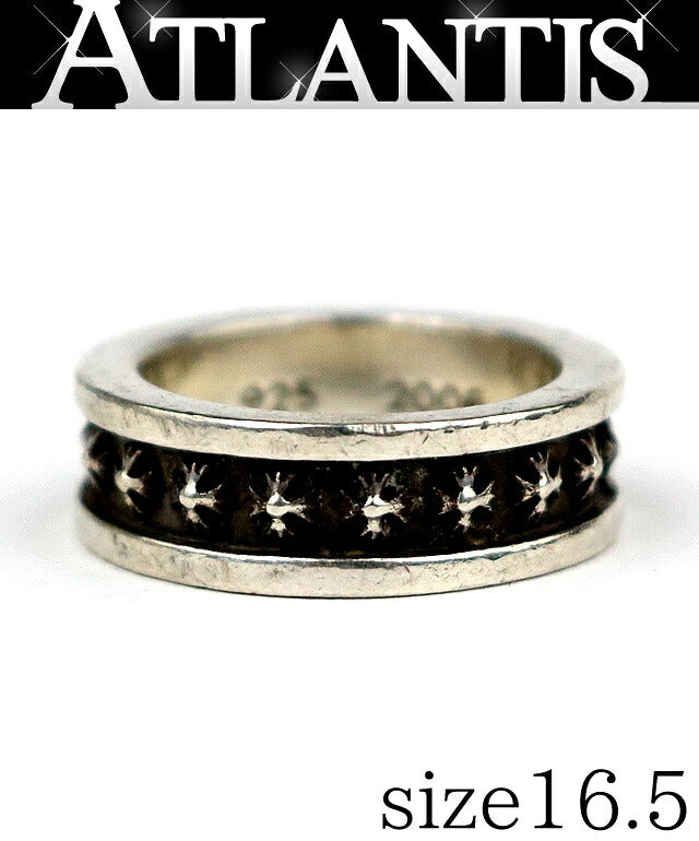 CHROME HEARTS Mini CH Plus Band Silver Ring Size ONE SIZE