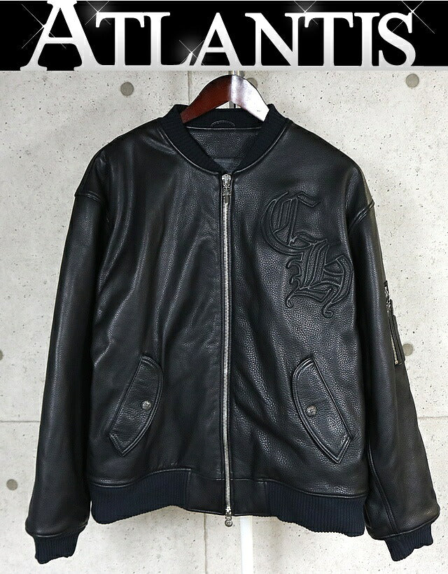 CHROME HEARTS ON TARGET CH Patch Leather Jacket Black Size L