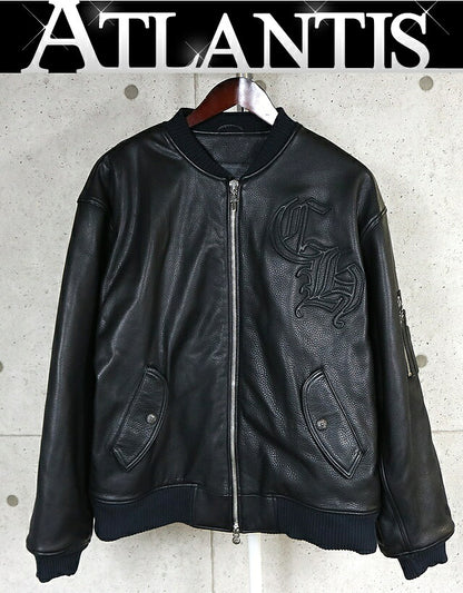 CHROME HEARTS ON TARGET CH Patch Leather Jacket Black Size L