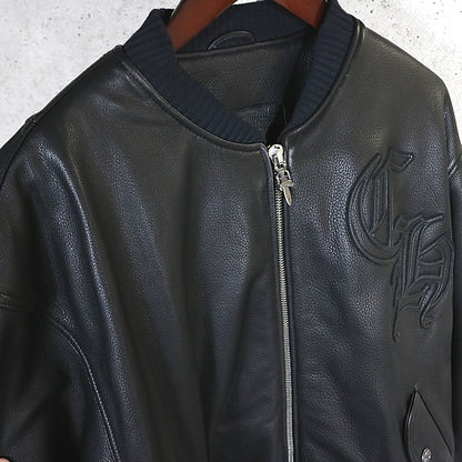 CHROME HEARTS ON TARGET CH Patch Leather Jacket Black Size L