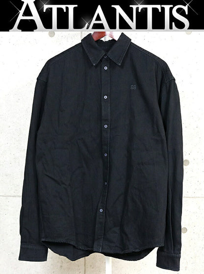 BALENCIAGA BB Logo Long Sleeve Shirt Black Size XS