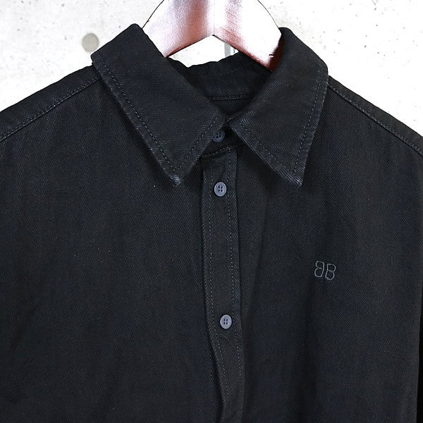 BALENCIAGA BB Logo Long Sleeve Shirt Black Size XS