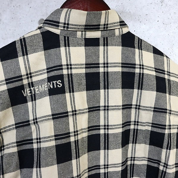 VETEMENTS Oversized Cotton Check Shirt Beige Size XS