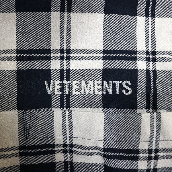 VETEMENTS Oversized Cotton Check Shirt Beige Size XS
