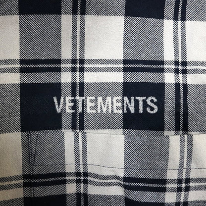 VETEMENTS Oversized Cotton Check Shirt Beige Size XS
