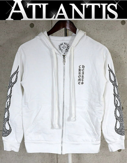 CHROME HEARTS CH Plus Flame Zip Hoodie White Size XS