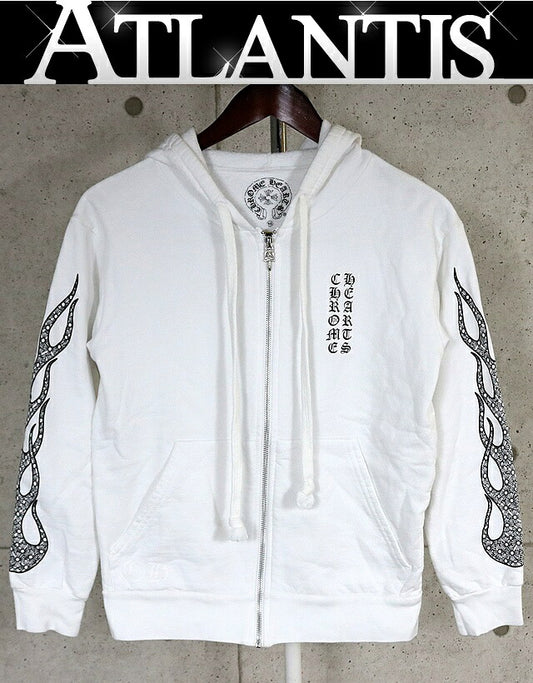 CHROME HEARTS CH Plus Flame Zip Hoodie White Size XS