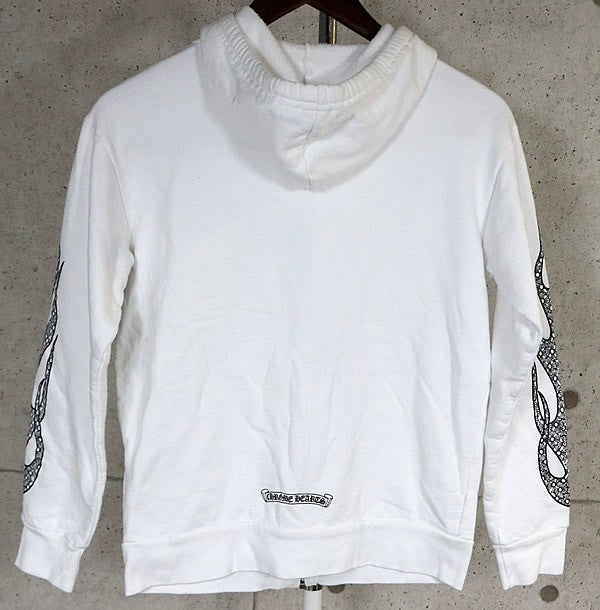 CHROME HEARTS CH Plus Flame Zip Hoodie White Size XS