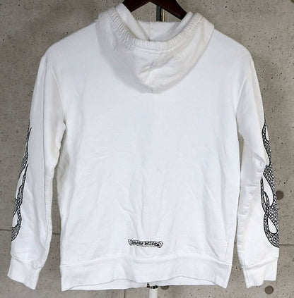 CHROME HEARTS CH Plus Flame Zip Hoodie White Size XS