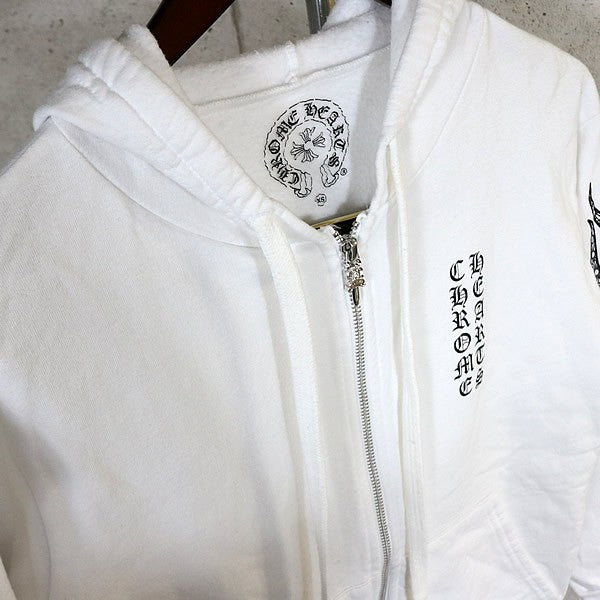 CHROME HEARTS CH Plus Flame Zip Hoodie White Size XS