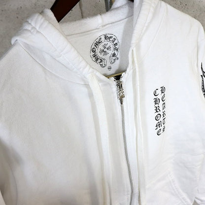 CHROME HEARTS CH Plus Flame Zip Hoodie White Size XS