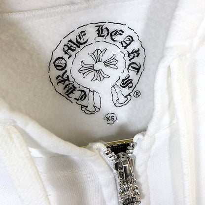 CHROME HEARTS CH Plus Flame Zip Hoodie White Size XS