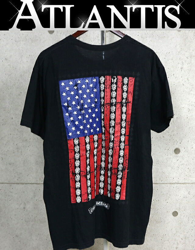 CHROME HEARTS American Flag Print T-Shirt Black Size XL