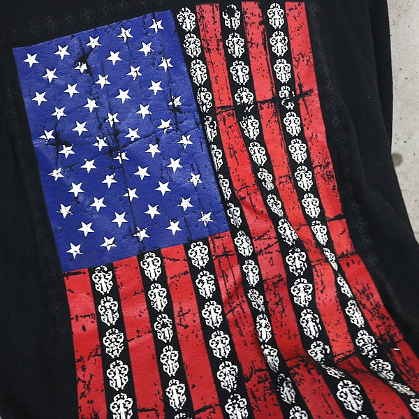 CHROME HEARTS American Flag Print T-Shirt Black Size XL