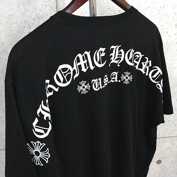CHROME HEARTS Arch Logo Print Pocket T-Shirt Black Size XL