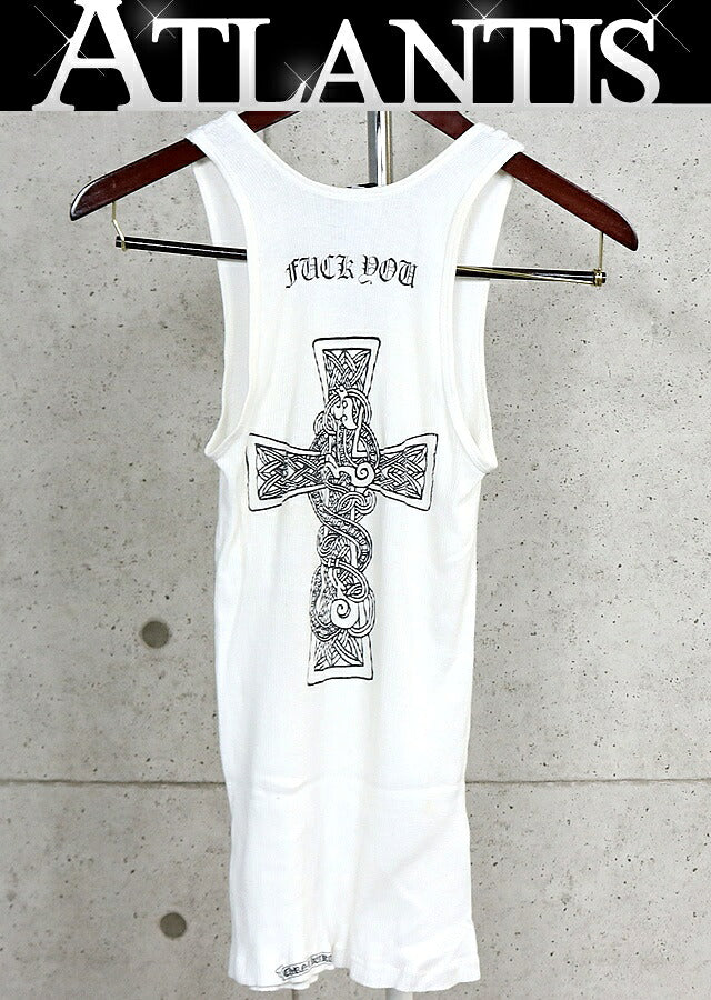 CHROME HEARTS T-Bar FUCK YOU Celtic Cross Top White Size S
