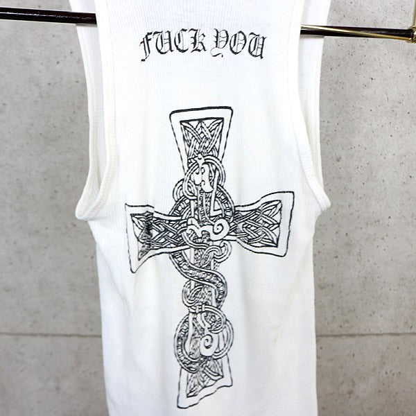 CHROME HEARTS T-Bar FUCK YOU Celtic Cross Top White Size S