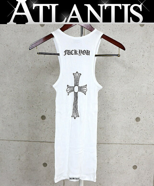 CHROME HEARTS T-Bar FUCK YOU Large Cross Top White Size S