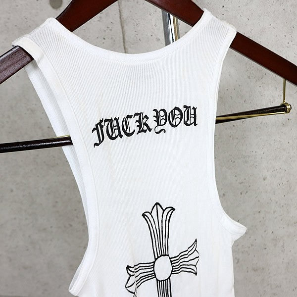 CHROME HEARTS T-Bar FUCK YOU Large Cross Top White Size S