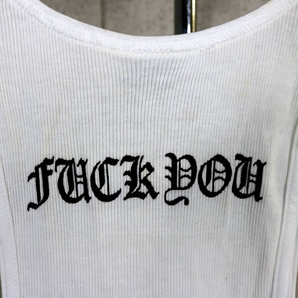 CHROME HEARTS T-Bar FUCK YOU Large Cross Top White Size S