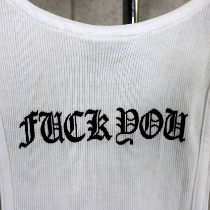 CHROME HEARTS T-Bar FUCK YOU Large Cross Top White Size S