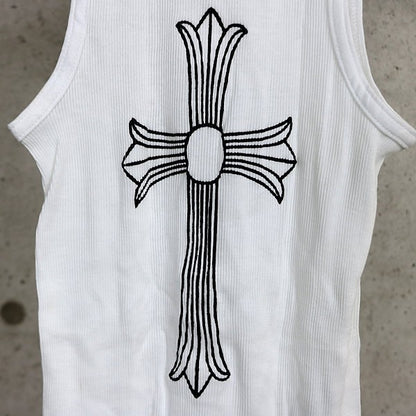 CHROME HEARTS T-Bar FUCK YOU Large Cross Top White Size S