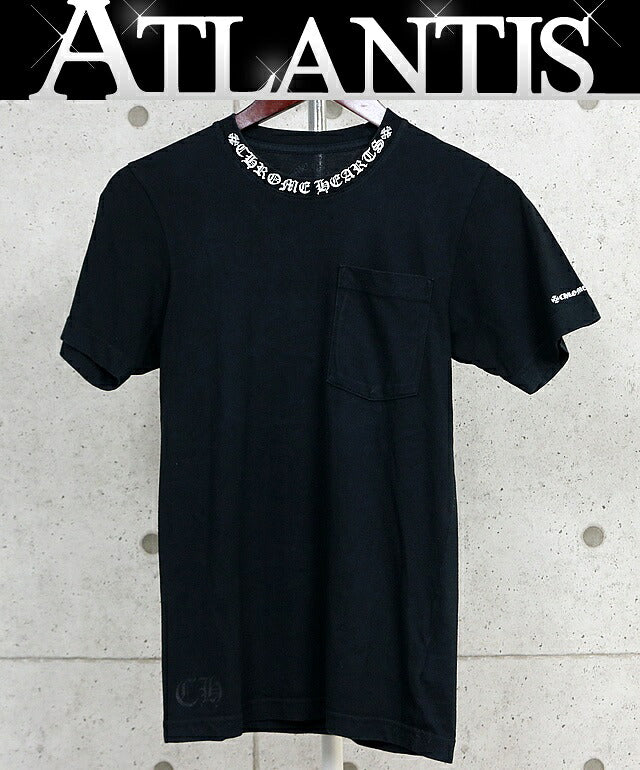 CHROME HEARTS Neck Logo Print Pocket T-Shirt Black Size XS