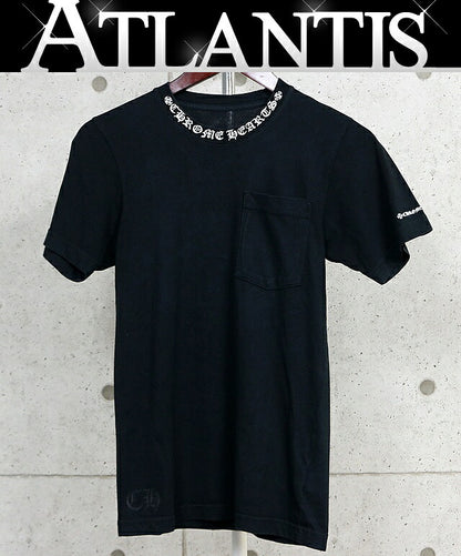CHROME HEARTS Neck Logo Print Pocket T-Shirt Black Size XS