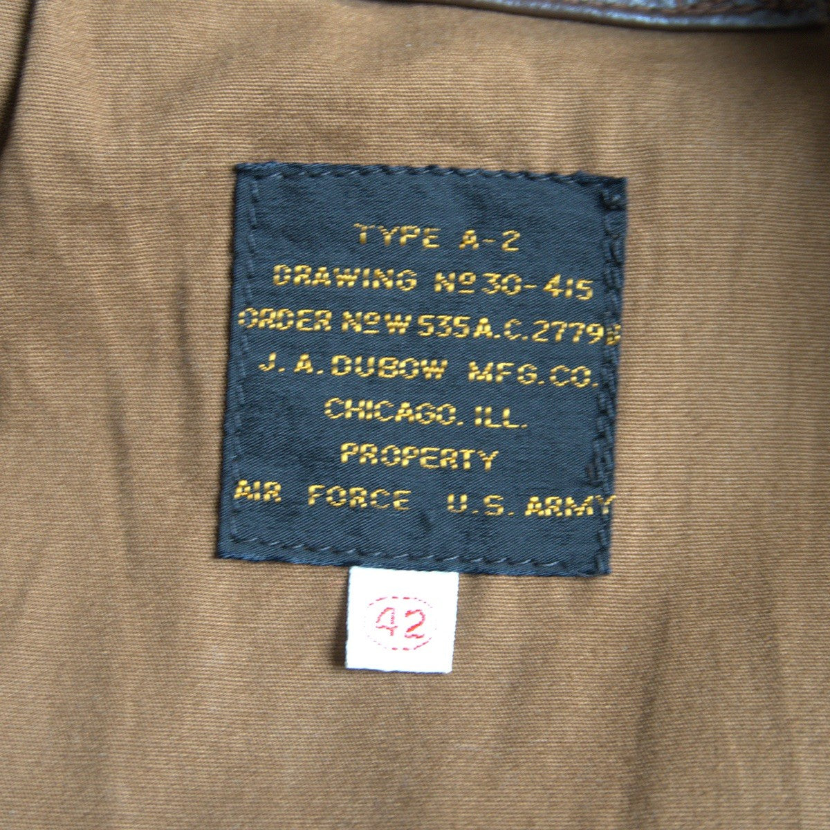 J.A.DUBOW A-2 Leather Flight Jacket Size 42