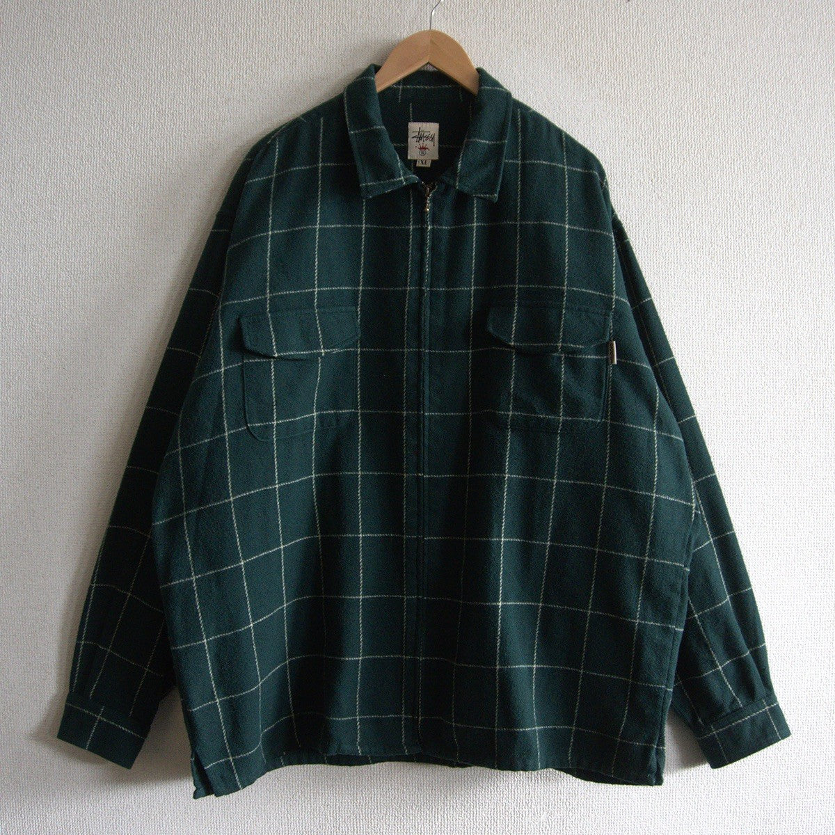 Stussy 90S Wool Checked Zip-up Jacket Size XL