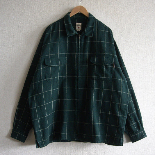 Stussy 90S Wool Checked Zip-up Jacket Size XL