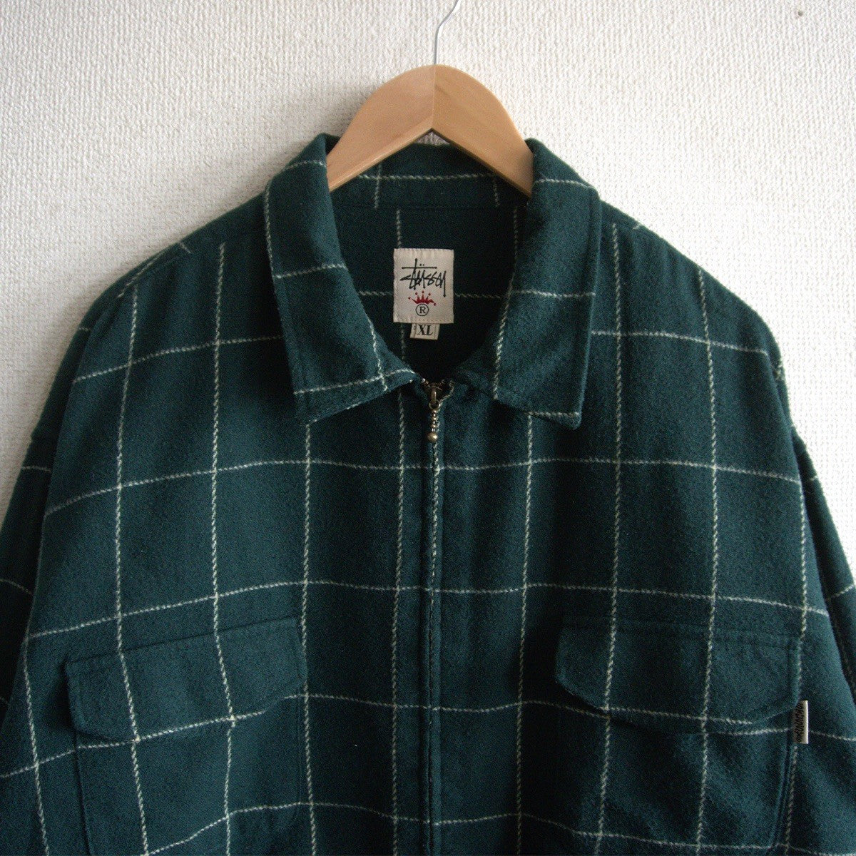 Stussy 90S Wool Checked Zip-up Jacket Size XL