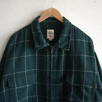 Stussy 90S Wool Checked Zip-up Jacket Size XL