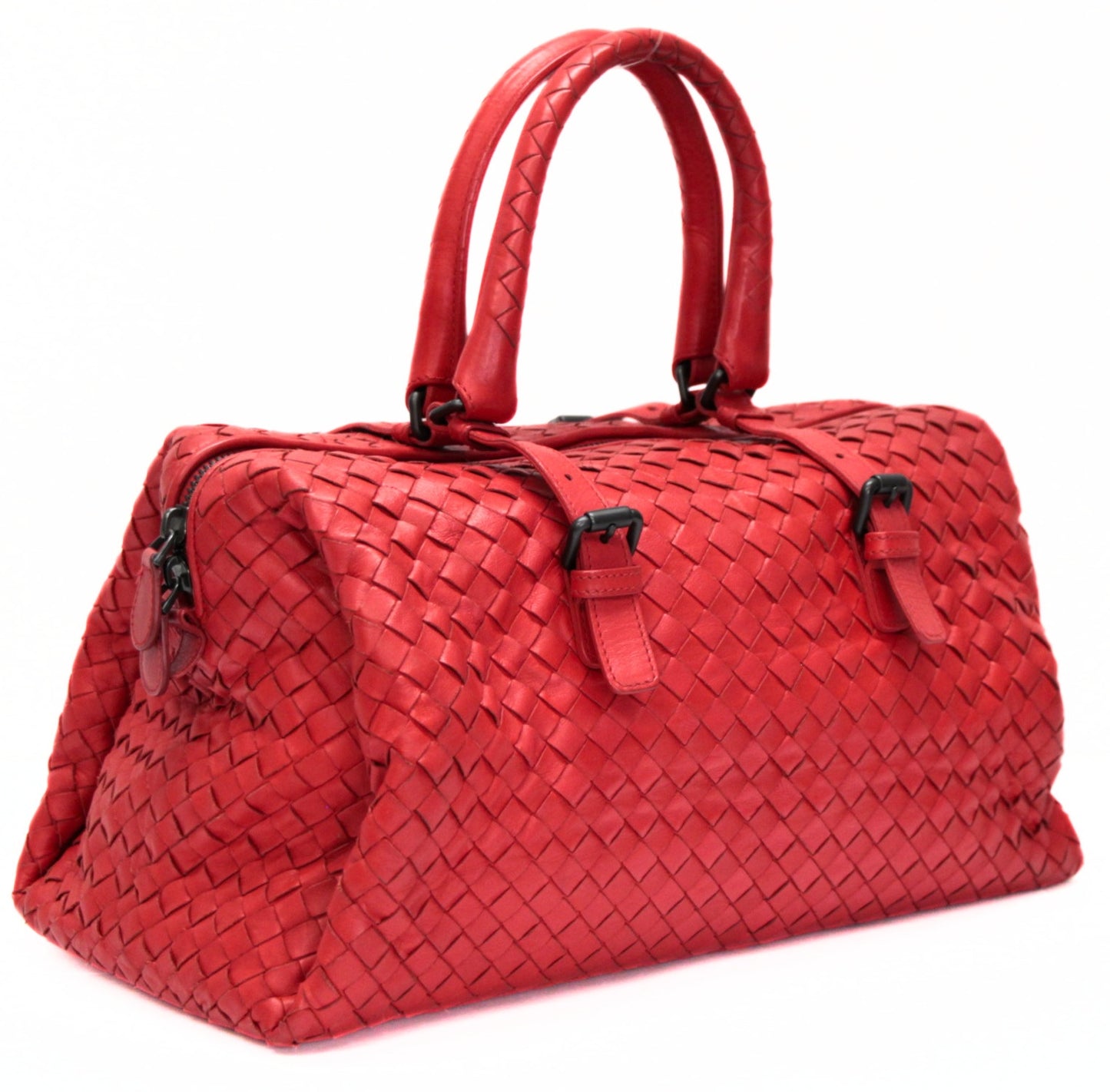 BOTTEGA VENETA Intrecciato Leather Bag Red Size ONE SIZE