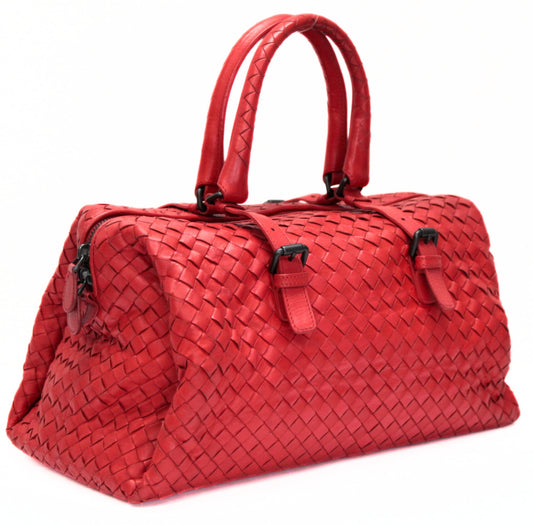 BOTTEGA VENETA Intrecciato Leather Bag Red Size ONE SIZE