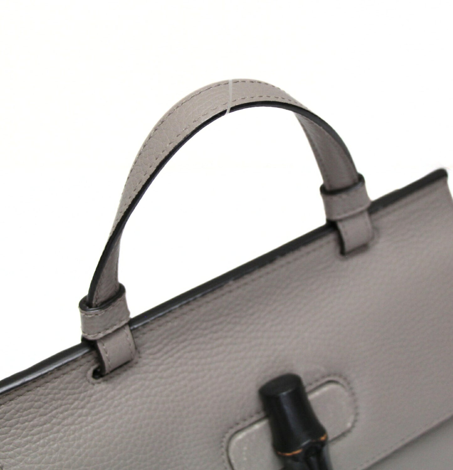 GUCCI Bamboo Daily Leather 2-Way Bag Gray Size ONE SIZE