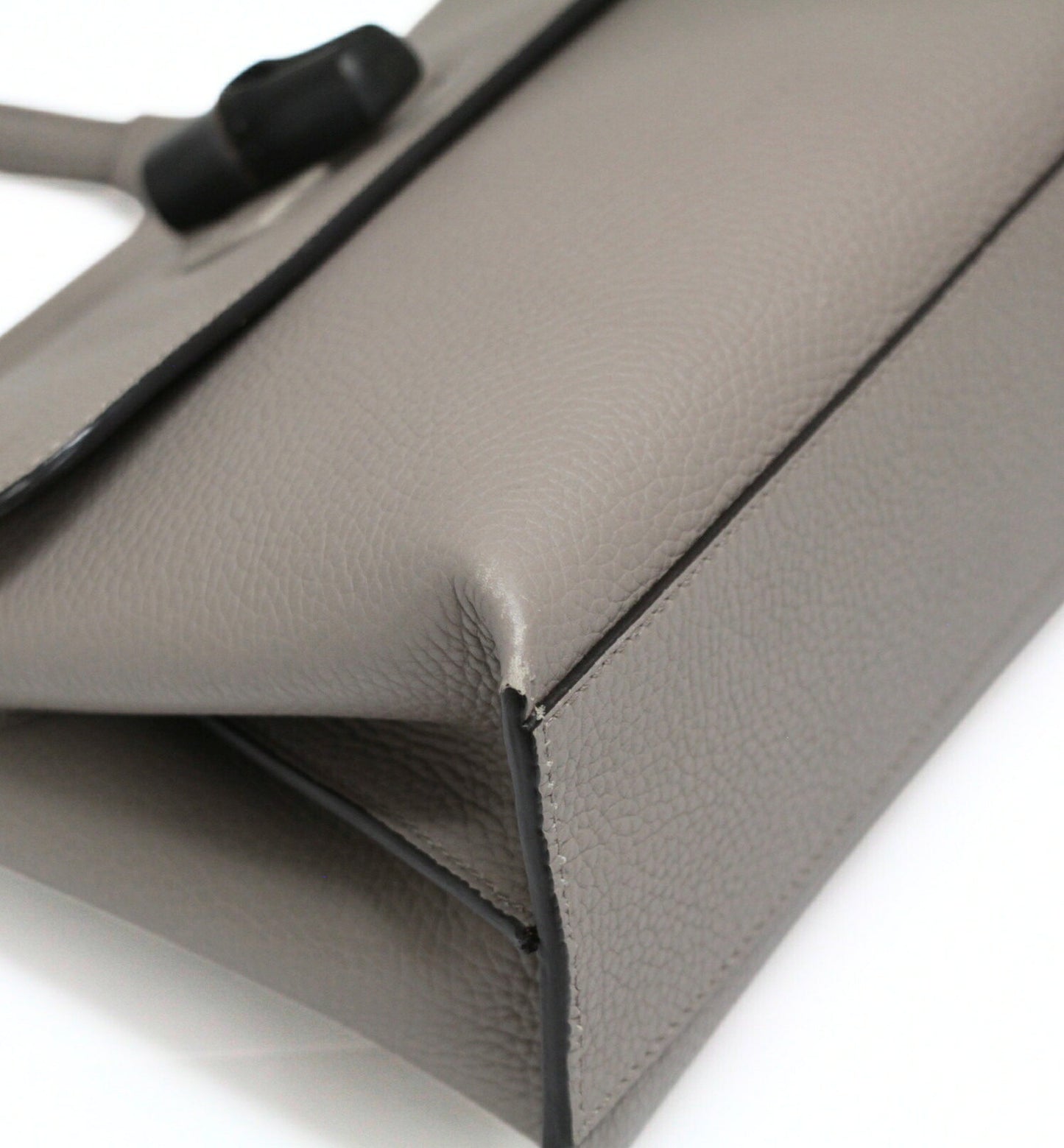 GUCCI Bamboo Daily Leather 2-Way Bag Gray Size ONE SIZE