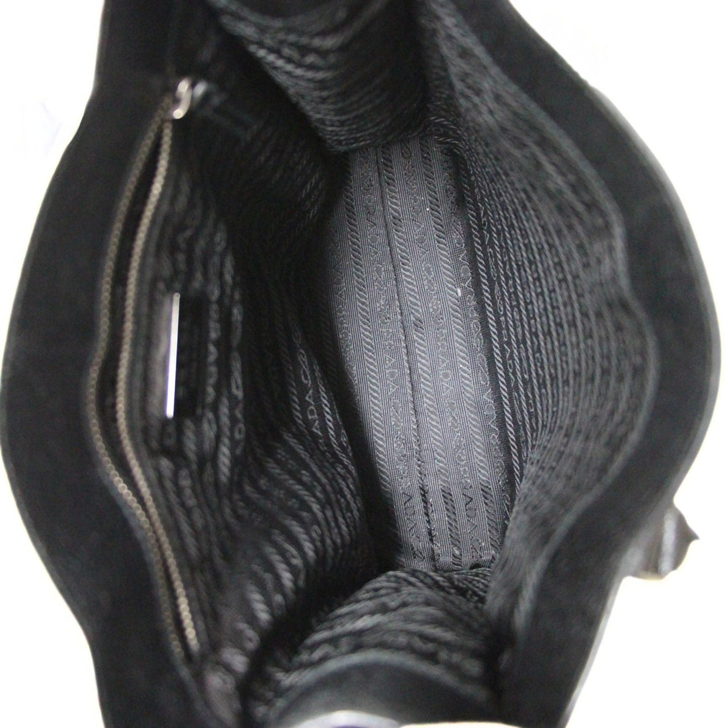 PRADA Triangle Logo Leather Tote Bag Black Size ONE SIZE
