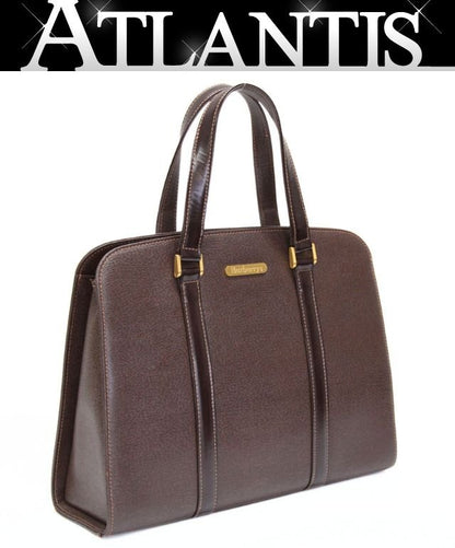 BURBERRY Leather Hand Bag Brown Size ONE SIZE