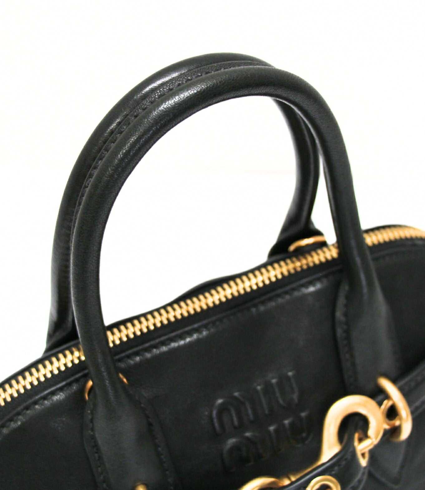 miu miu Aventure Leather 2-Way Bag Black Size ONE SIZE