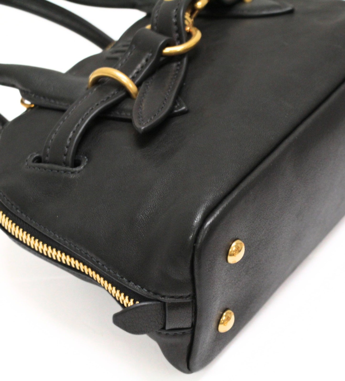 miu miu Aventure Leather 2-Way Bag Black Size ONE SIZE