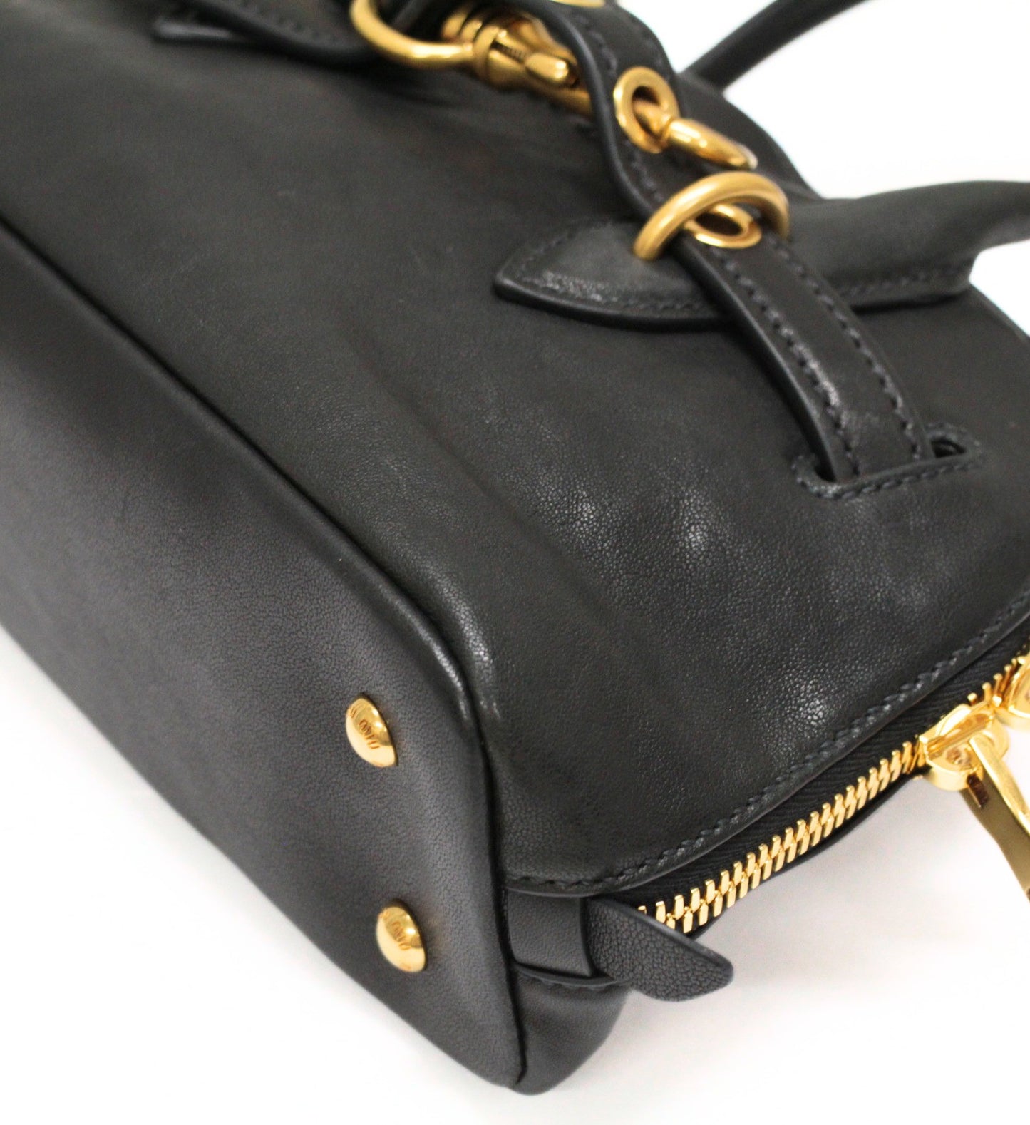 miu miu Aventure Leather 2-Way Bag Black Size ONE SIZE