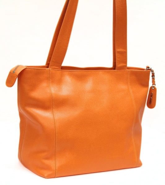 CHANEL Coco Mark Caviar Skin Bag Orange Size ONE SIZE