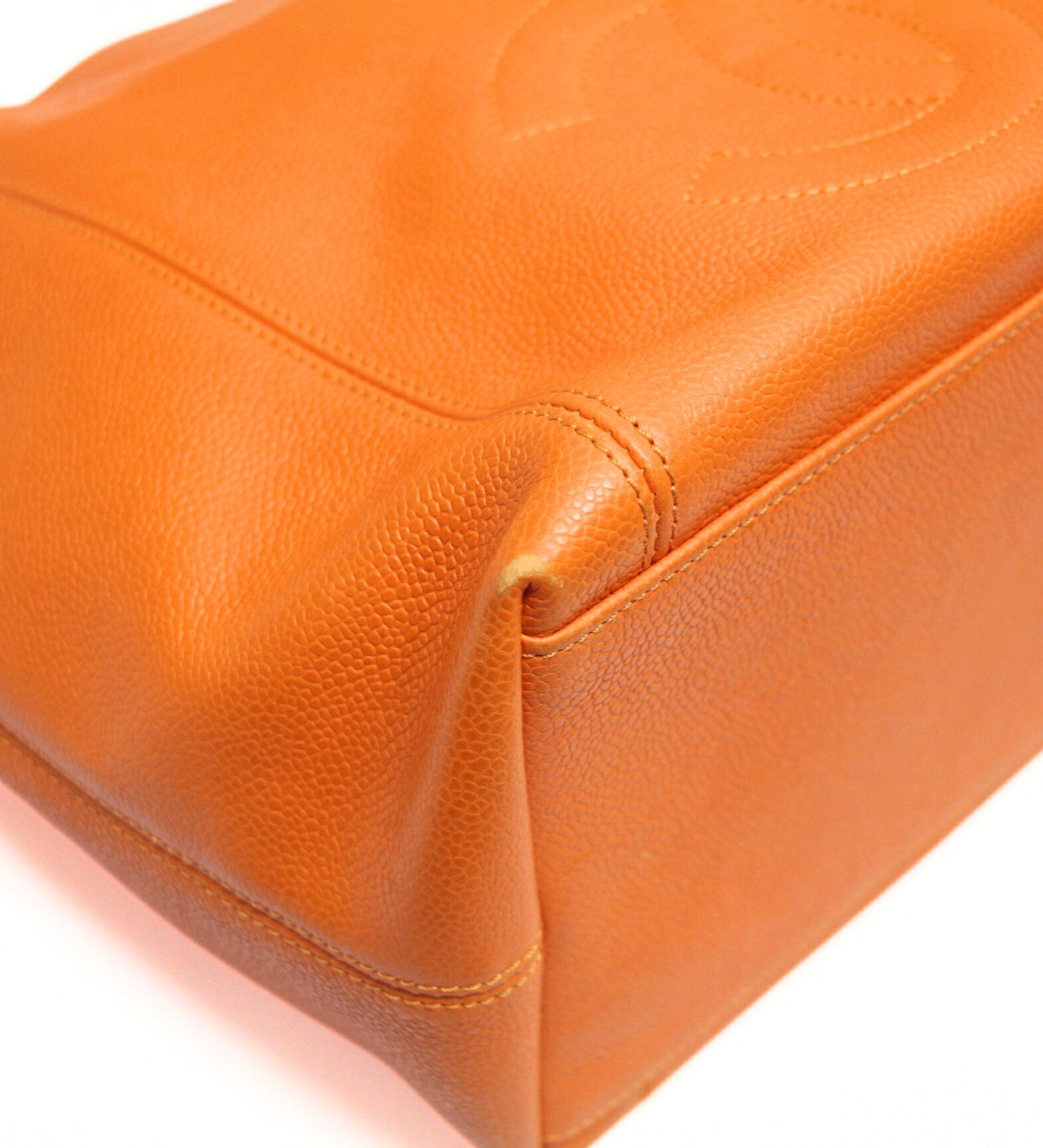CHANEL Coco Mark Caviar Skin Bag Orange Size ONE SIZE