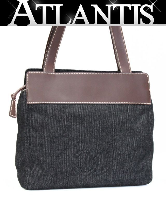CHANEL Vintage Denim Tote Bag Black