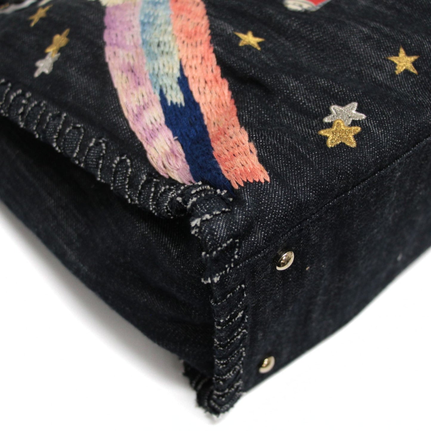 CHANEL Night Flight Denim Chain Tote Bag Navy