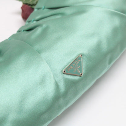 PRADA Flower Silk Satin Shoulder Light Green Shoulder Bag Size ONE SIZE