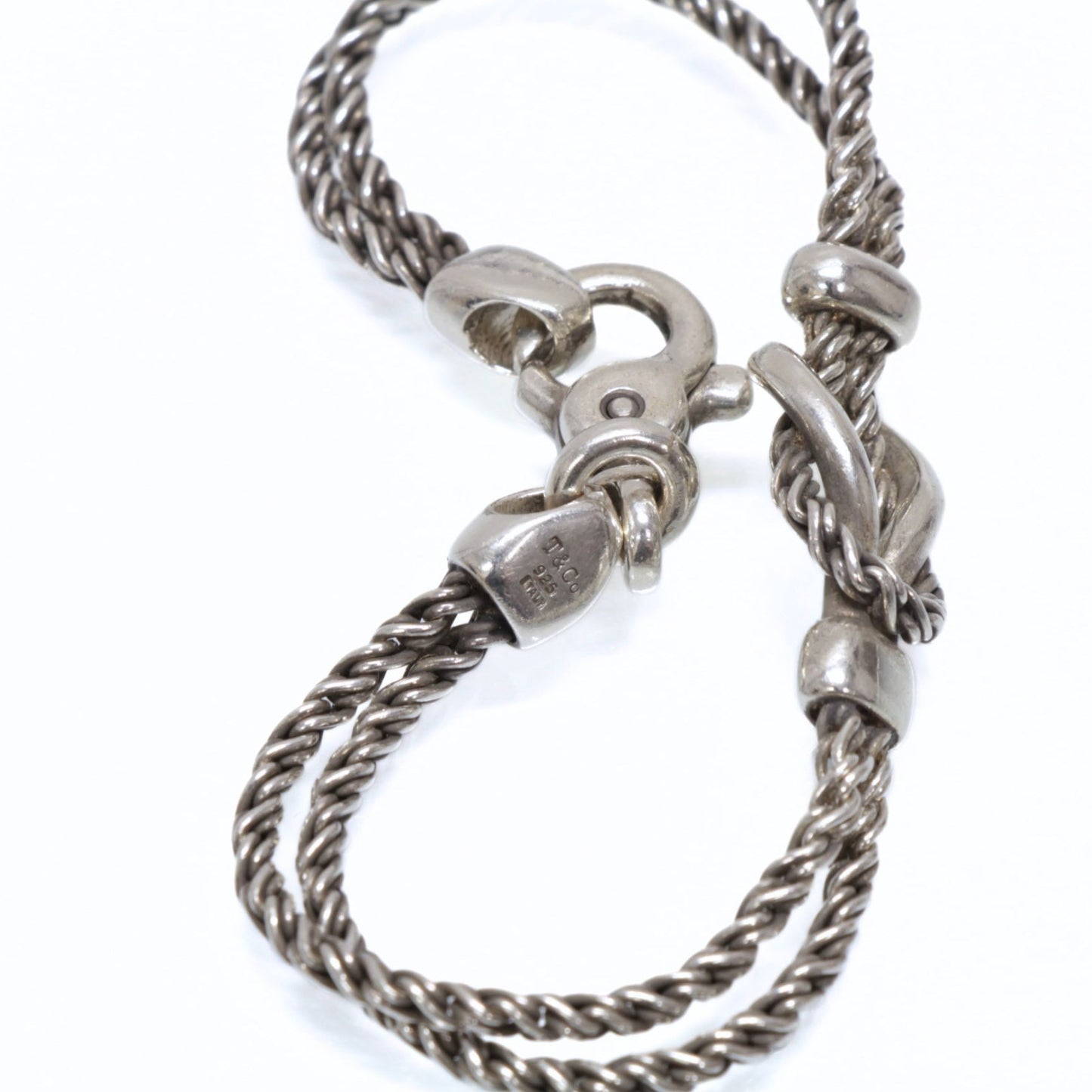 TIFFANY Double Rope Center Knot SV925 Silver Bracelet Size ONE SIZE
