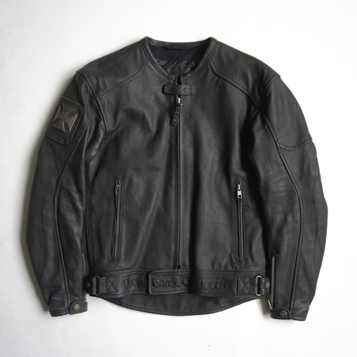 West Coast Choppers Leather Biker Jacket Black Size S