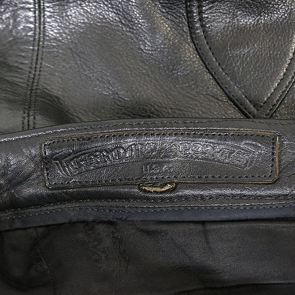 CHROME HEARTS Flare Knee Leather Cross Patch Black Size 30